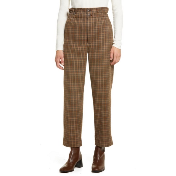Madewell Pants - NWT Madewell Plaid Paperbag Tapered Pants 4
